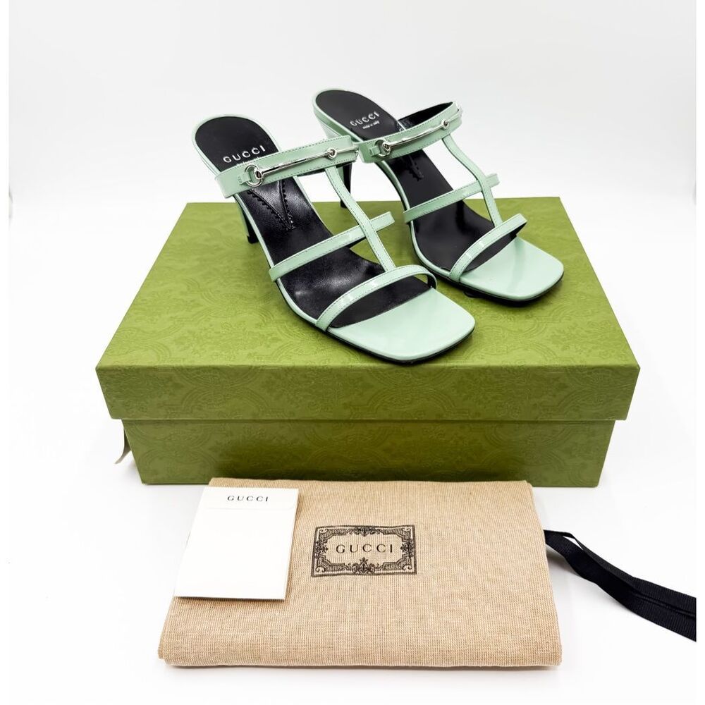 Gucci Horsebit Regent Slim Sandals Patent Leather Strappy Heels